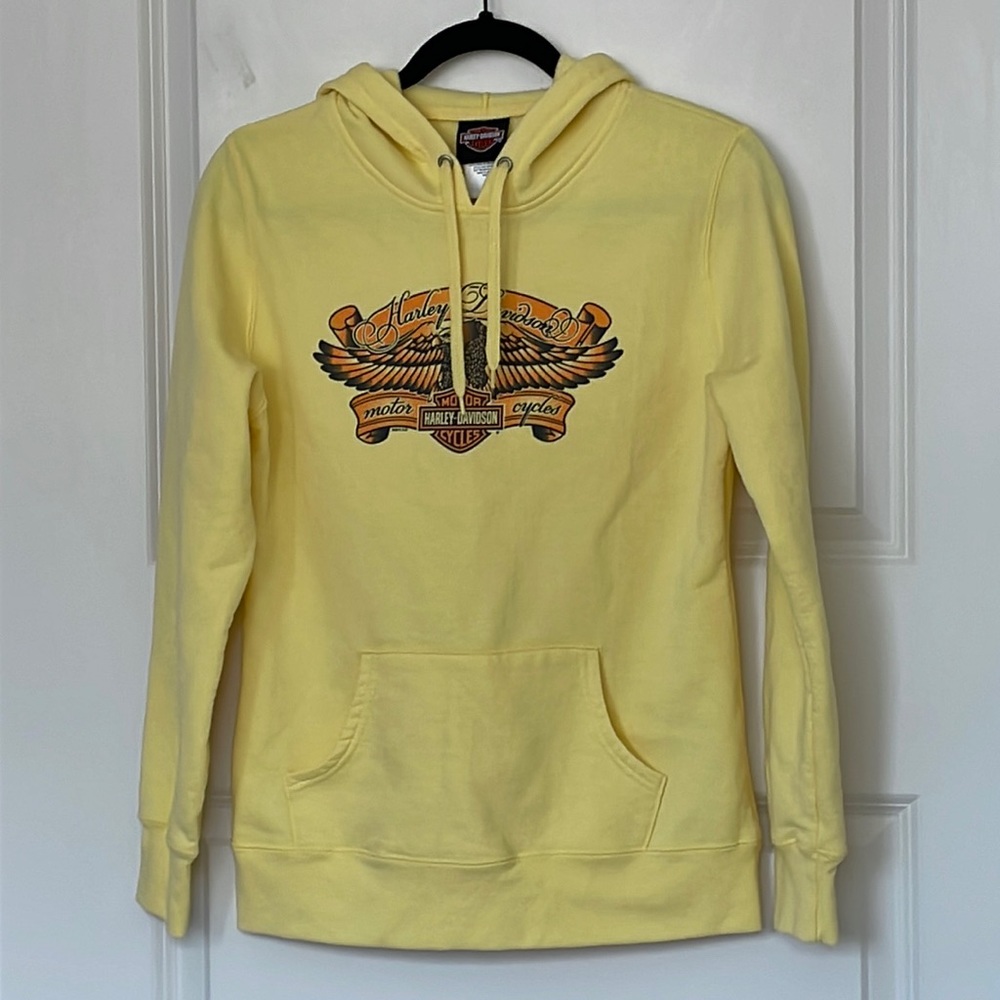 Harley Davidson Yellow Hoodie Medium Biker Riding